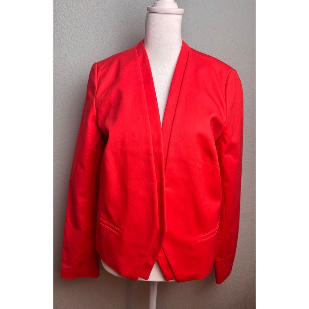 Worthington Blazer Jacket Open Front Scarlet Ibis Red Size 6 New NWT